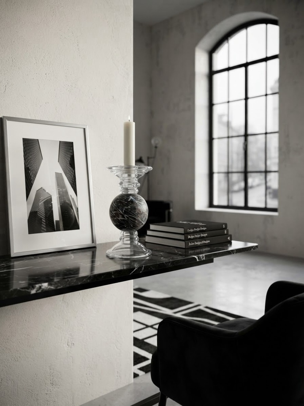 Elegant Black Marble Candle Holder